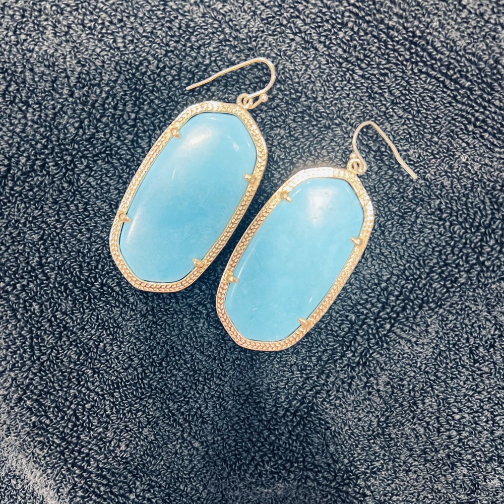Kendra Scott Sky Blue and Gold Earrings
